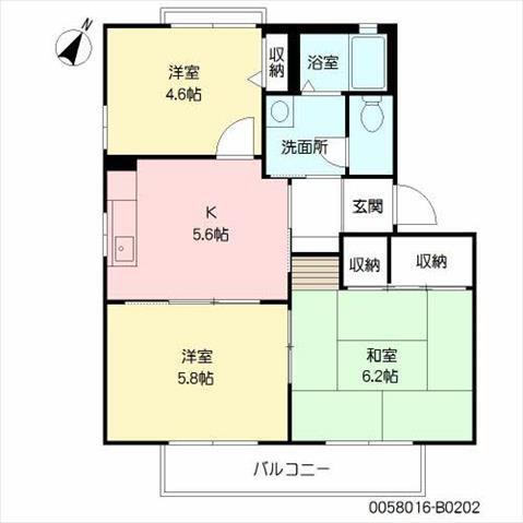 メゾンドフルール B棟(3K/2階)の間取り写真