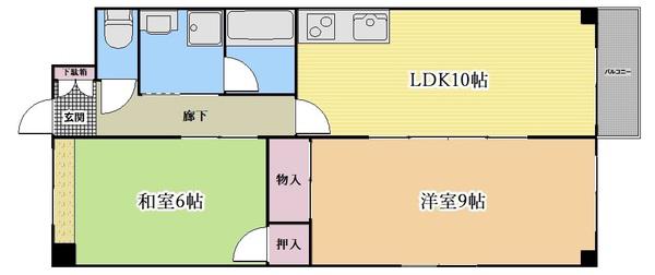 クレールモリⅡ(2LDK/3階)の間取り写真