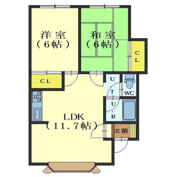 ハイツクリア(2LDK/1階)の間取り写真