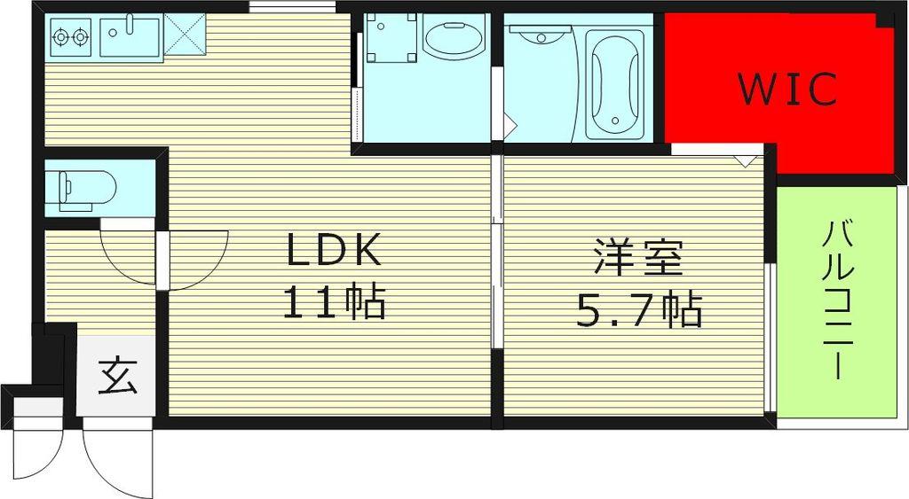 フジパレス東中浜(1LDK/3階)の間取り写真