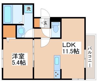 ル・シャン・ドゥ・フルール(1LDK/2階)の間取り写真