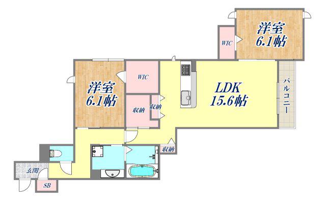 NIGAWA RESIDENCE2(2LDK/1階)の間取り写真