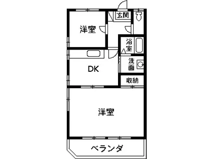 ヴェルディタカギ(2DK/1階)の間取り写真