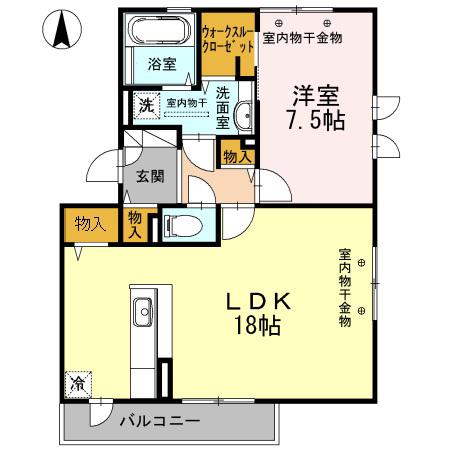 ルピナス(1LDK/2階)の間取り写真