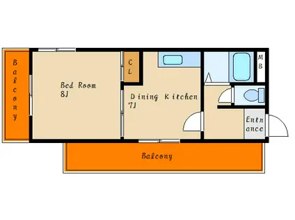 HOUSE20(1DK/4階)の間取り写真