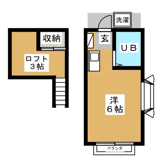 第1ジョイフルヤマ(ワンルーム/1階)の間取り写真