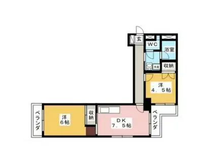 レヴァンテ岐阜(2DK/2階)の間取り写真