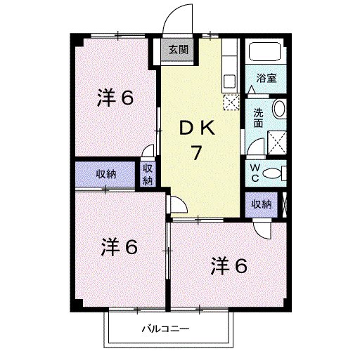 サンメゾン太子(3DK/2階)の間取り写真