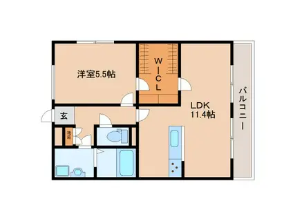 ハイツ萩の台(1LDK/2階)の間取り写真