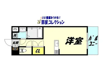 アピアランス到津(ワンルーム/3階)の間取り写真