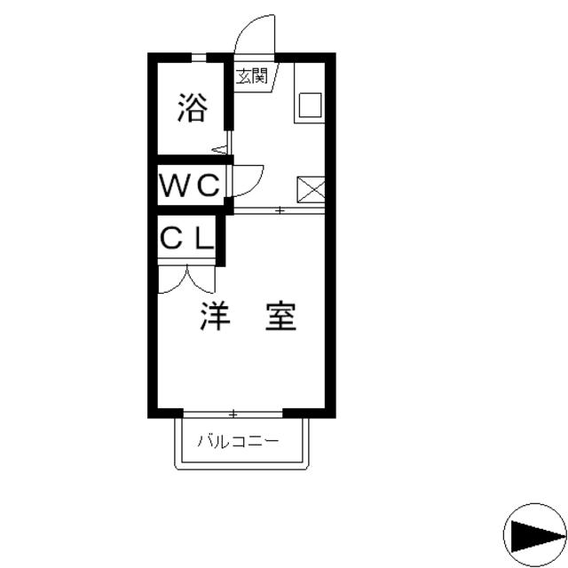 アスリートA棟(1K/2階)の間取り写真