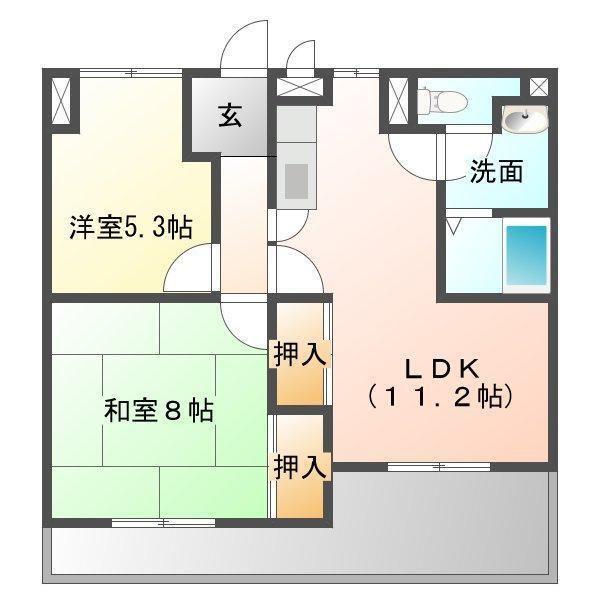 ユニハイツ(2LDK/2階)の間取り写真