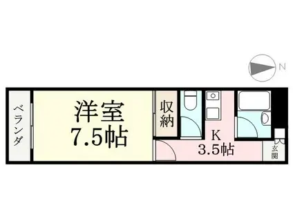キュアメロディ(1K/3階)の間取り写真