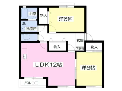 サンガーデン久留米B(2LDK/2階)の間取り写真