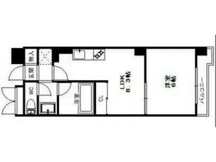 コンソラーレ上町台II(1LDK/9階)の間取り写真