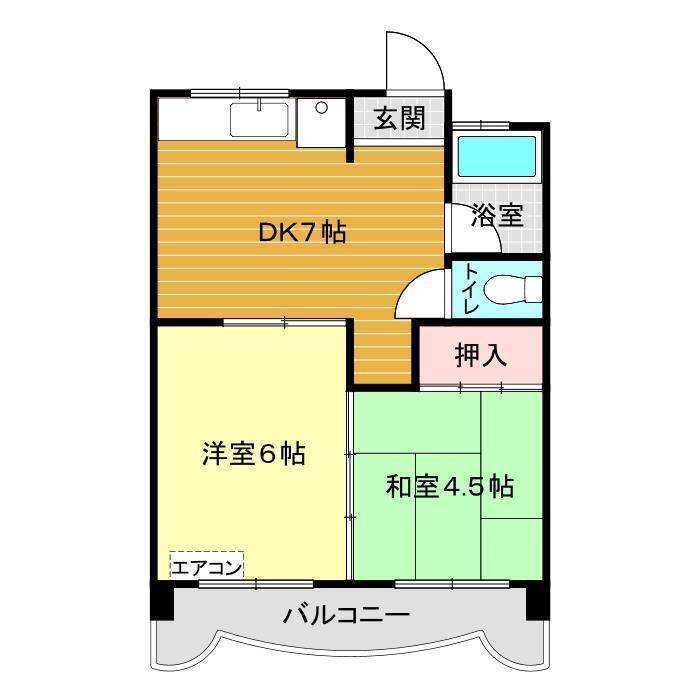 フェリス火の山公園(2DK/4階)の間取り写真
