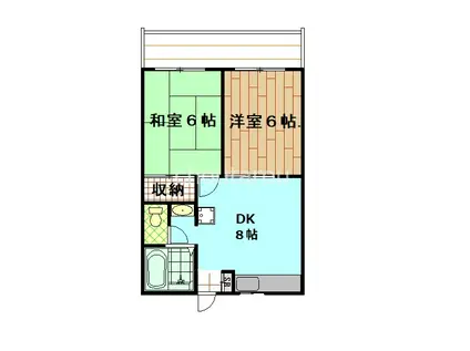 オダカハイム(2DK/2階)の間取り写真
