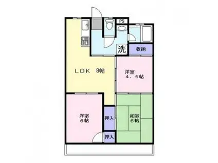 久留米スカイハイツ天本305号(3DK/3階)の間取り写真