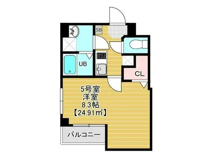 SERRA蘇我(1K/1階)の間取り写真