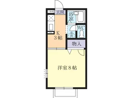 プルミエール B(1K/2階)の間取り写真