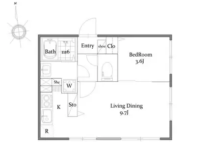 ASTER日暮里(1LDK/1階)の間取り写真