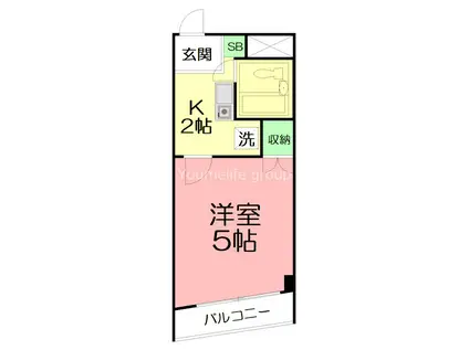 ビューハイツ湘南(1K/2階)の間取り写真