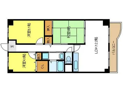 ラ・ベル住之江公園(3LDK/4階)の間取り写真