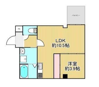 GARDENIA茨木(1LDK/1階)の間取り写真