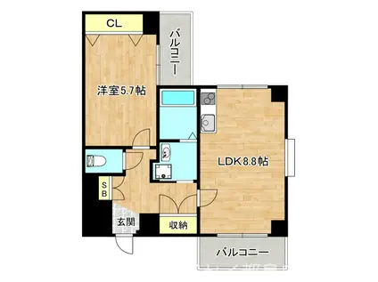 プリマ・ヴィリーレ(1LDK/3階)の間取り写真