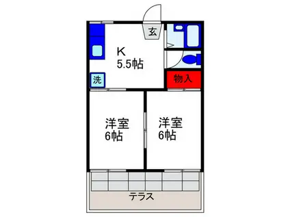 トネサニ-ハイツウエスト(2K/1階)の間取り写真