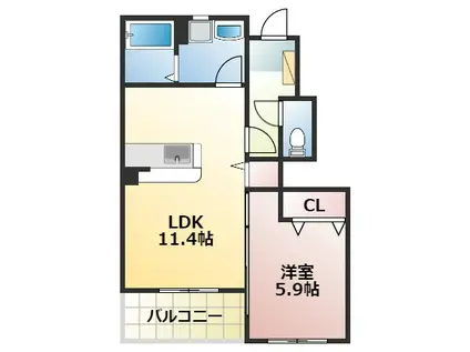 NOTRE MAISON 益城(1LDK/1階)の間取り写真