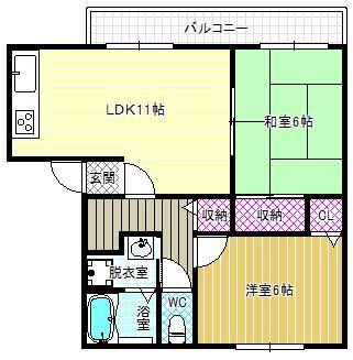 ハイツつばさ(2LDK/2階)の間取り写真