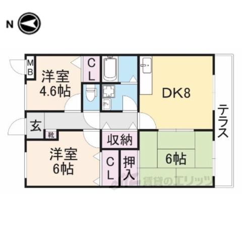 フリーディオ山之上(3DK/3階)の間取り写真