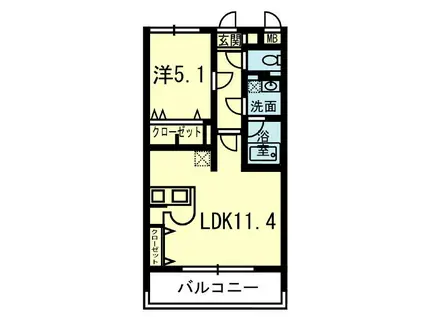 パリス尾ノ上(1LDK/10階)の間取り写真