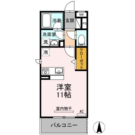 シェソワU(ワンルーム/3階)の間取り写真