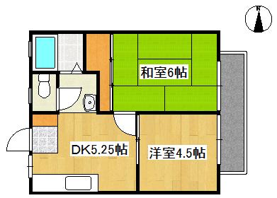 宮原マンション中島(2DK/2階)の間取り写真