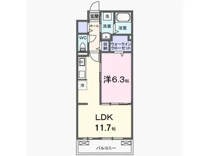 ボナミ A(1LDK/2階)の間取り写真