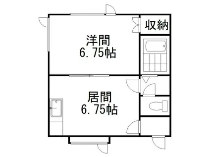 サンライズ山形屋II(1DK/2階)の間取り写真