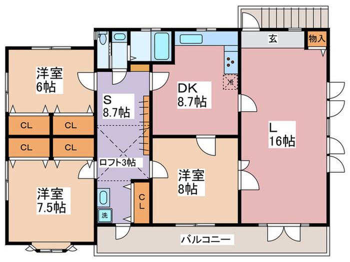 シュガーハウスMOTO住吉(3SLDK/2階)の間取り写真