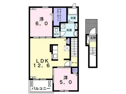 パインオークVI(2LDK/2階)の間取り写真