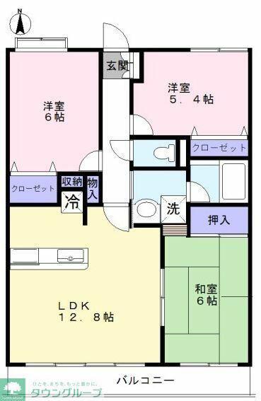 ビューフレア片町(3LDK/5階)の間取り写真