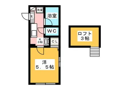 サーフライダー(1K/2階)の間取り写真