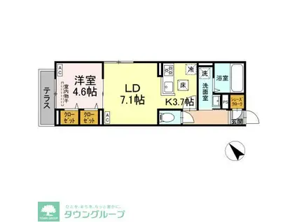 セレスティア白鳥(1LDK/1階)の間取り写真