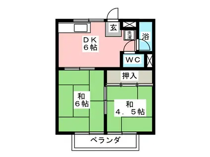 コーポ青柳(2DK/2階)の間取り写真