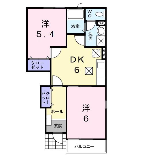 白蔵IIB(2DK/1階)の間取り写真