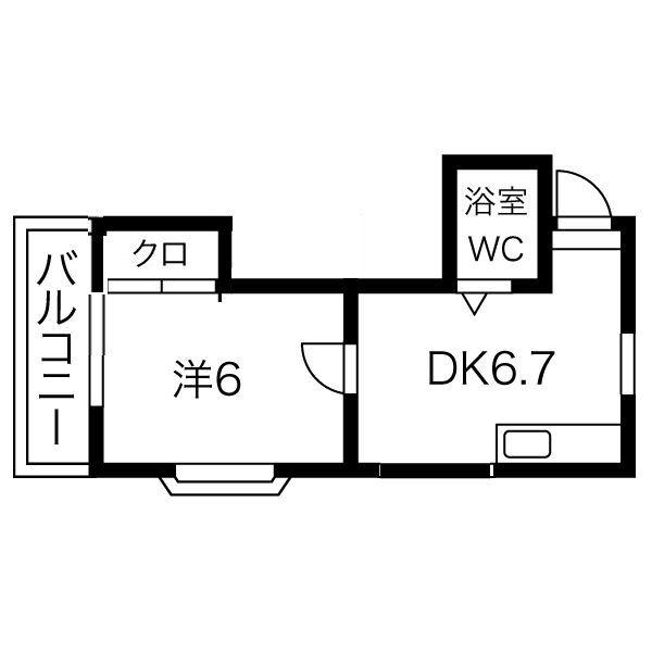 サン木ノ下(1DK/4階)の間取り写真
