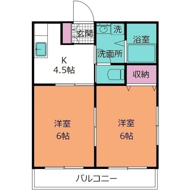 ヤマヨシマンション(2K/3階)の間取り写真