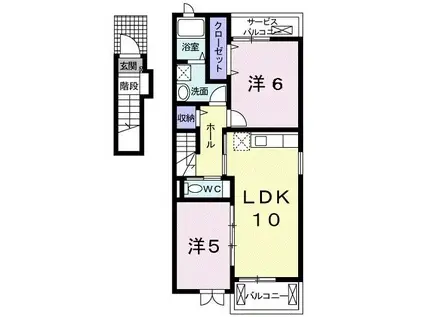 サンライズI(2LDK/2階)の間取り写真