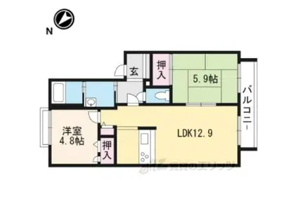 シャーメゾン フェヴリエ A棟(2LDK/2階)の間取り写真