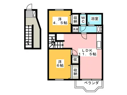 CRESTALLGOTANDA A棟(2LDK/2階)の間取り写真
